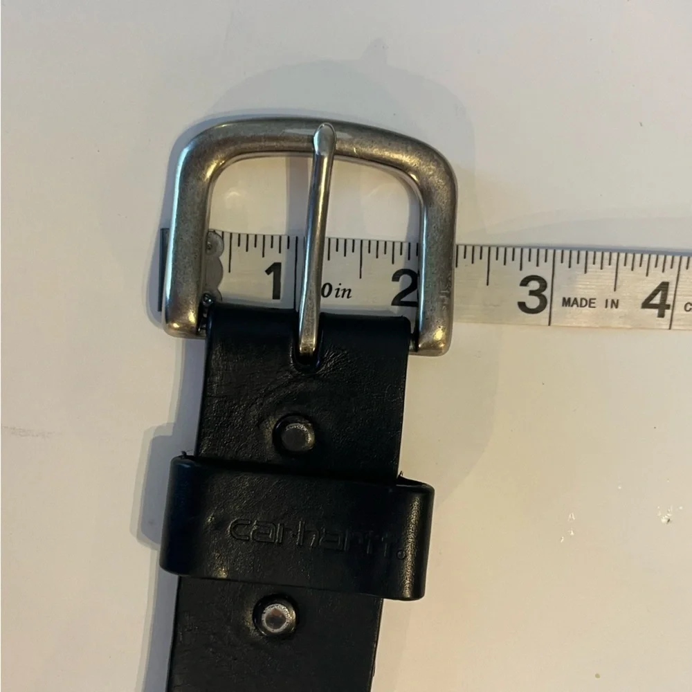 Carhartt Men’s Genuine Leather Belt Black Silver Buckle Size 38
